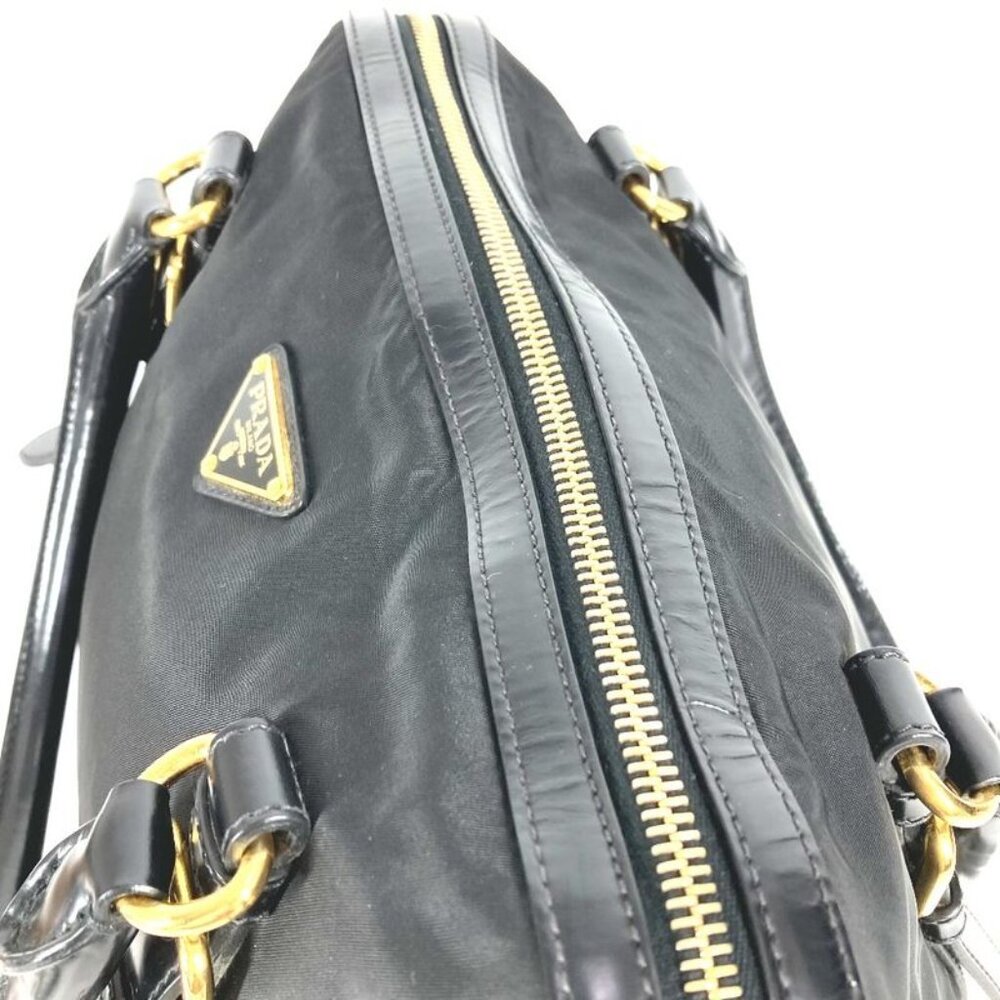 Prada Shoulder Bag Triangle Logo Plate 1 Bb01 Leather Nylon Black - Picture 6 of 9